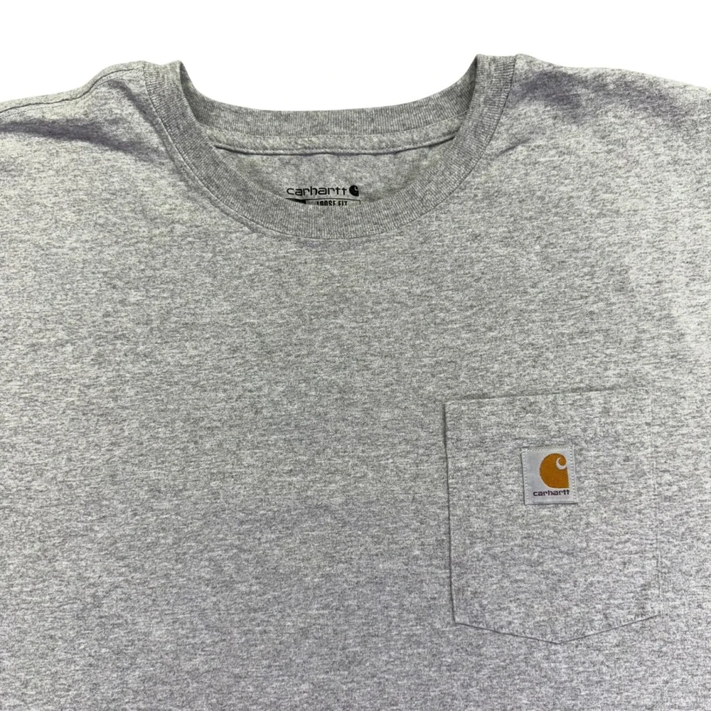 Carhartt Mens 3XL Tall Gray Loose Fit Work Pocket T Shirt Built To Serve - Picture 2 of 7
